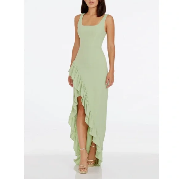 plus size mint green bridesmaid dresses Mint Green Chiffon V-Neck Bridesmaid Dress A-Line Floor-Length main image 0